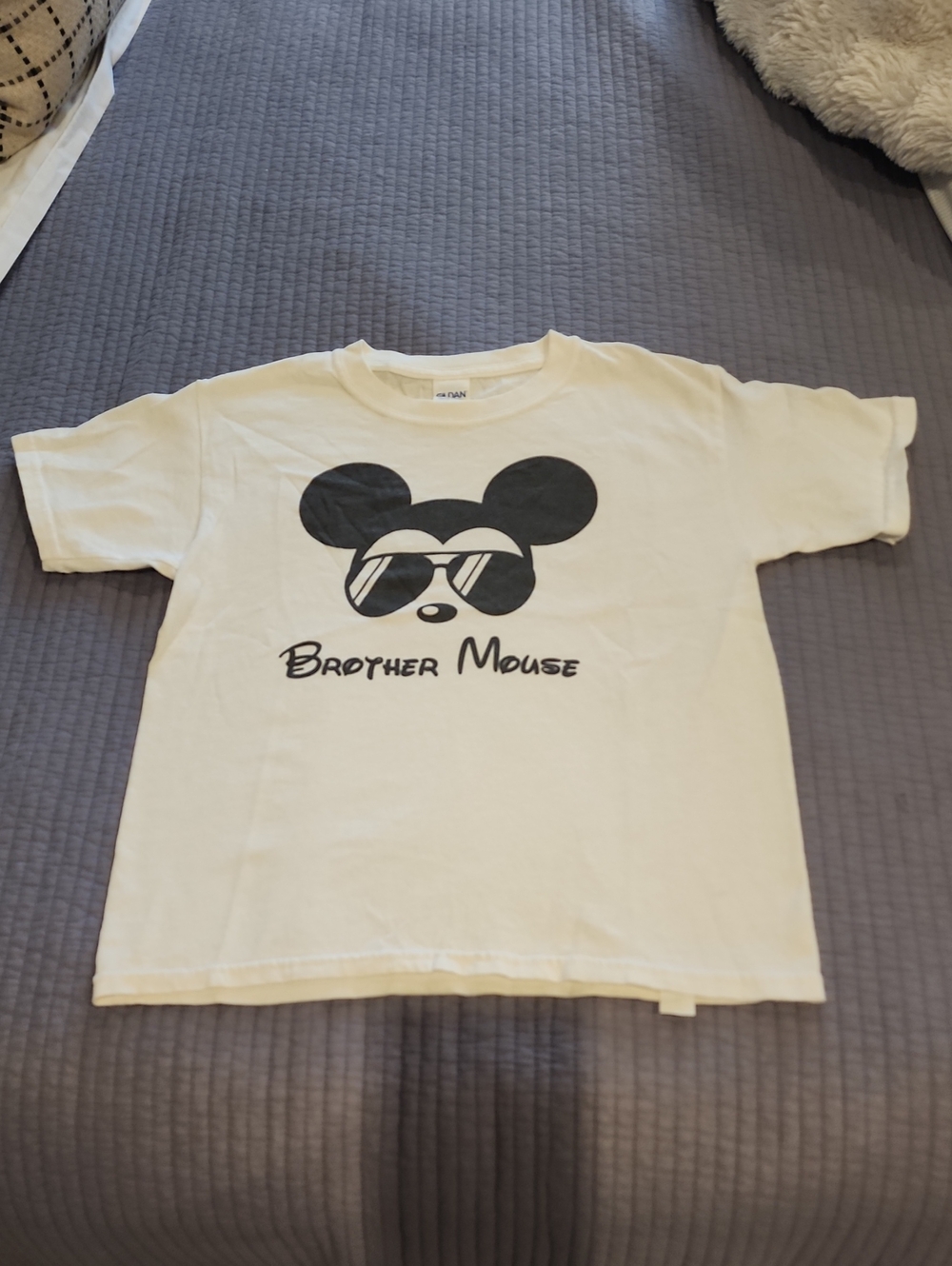 Disney Brother Mouse Kids Graphic Tee - White with Black Print